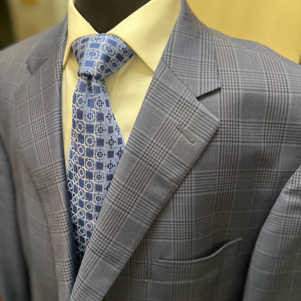 Hart Schaffner Glen Plaid Big Tall Sport Coat Blazer Jacket Blue Men 52R - Picture 7 of 14